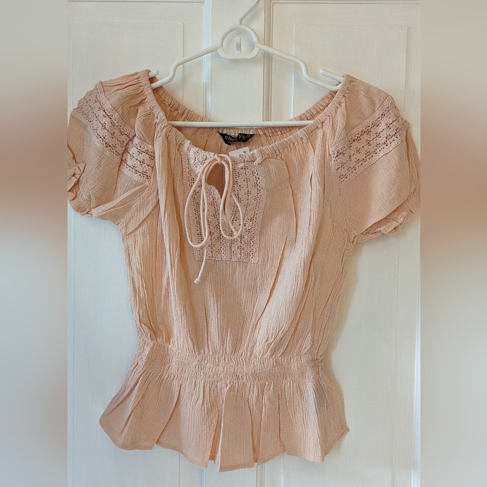Brand New with Tags chaudry KC by RAGA Smock Peplum Top in Pink Sz Medium